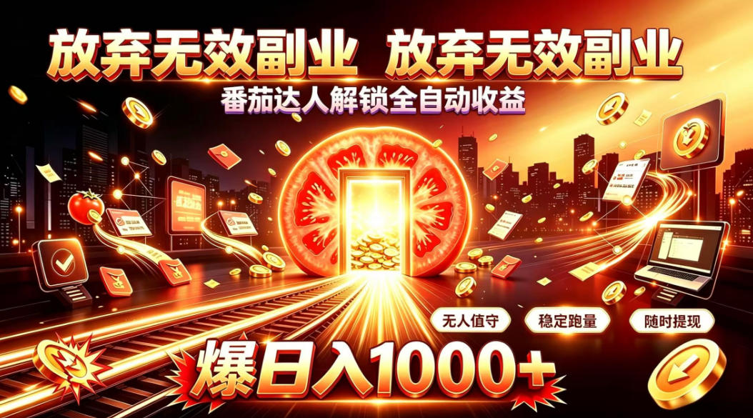 放弃无效副业，番茄达人解锁全自动收益，日入1k+，门槛最低的线上轻资产项目【揭秘】-中创网
