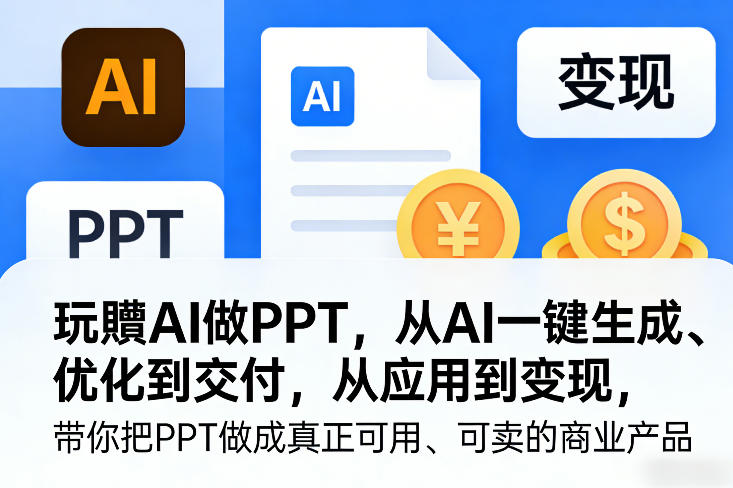 玩賺AI做PPT，从AI一键生成、优化到交付，从应用到变现，带你把PPT做成真正可用、可卖的商业产品(更新0904)-中创网