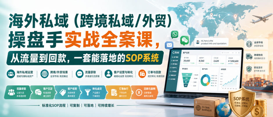 海外私域(跨境私域/外贸)操盘手实战全案课，从流量到回款，一套能落地的SOP系统-中创网