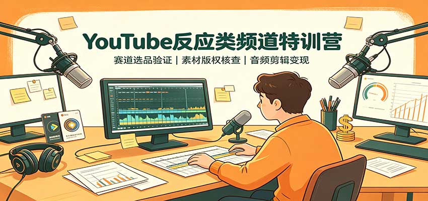 YouTube反应类频道特训营：赛道选品验证，素材版权核查，音频剪辑变现-中创网