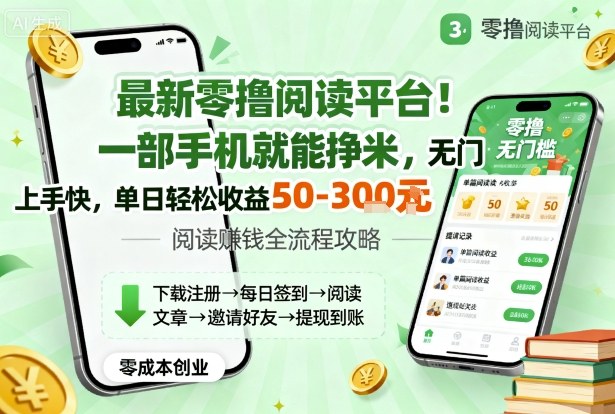 最新零撸阅读平台！一部手机就能挣米，无门槛上手快，单日轻松收益50-3张【实操记录】-中创网
